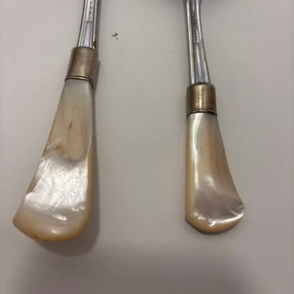 Antique Mother of Pearl Serving Set, Silver Plated EPNS B.S. Co. 2 pieces